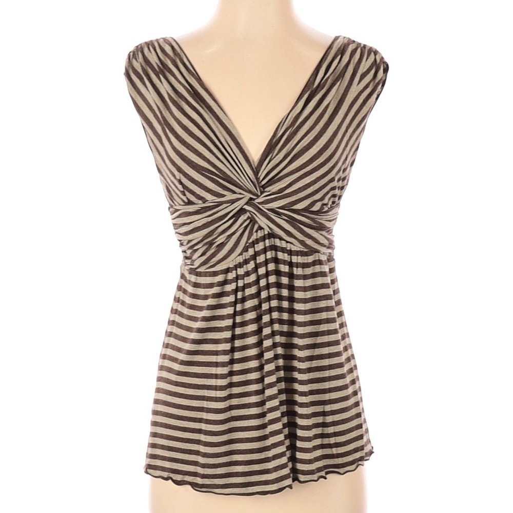 Max Studio Knotted Twist Front Stripe Tank Top XS